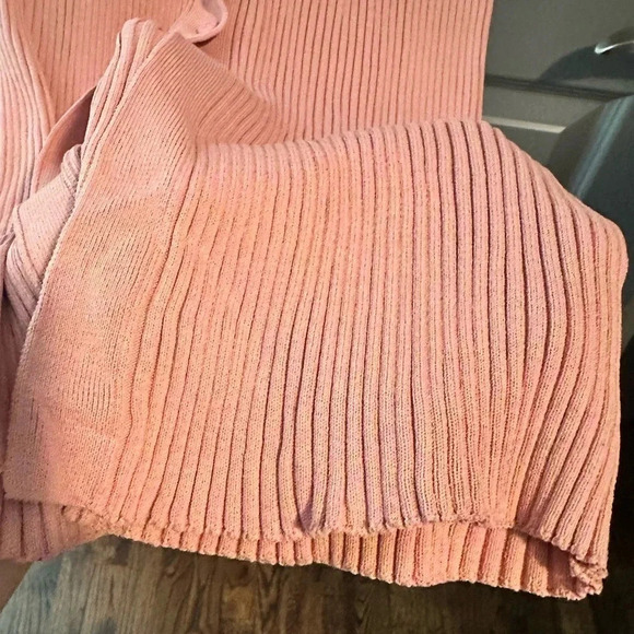 STAUD Napa Ribbed Long Sleeve Midi Dress in Blush NWT size L - Picture 7 of 7